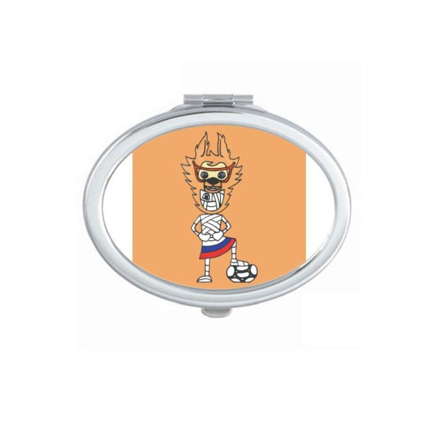 Russian Soccer Player Cartoon Mummy Mirror Portable Fold Hand Makeup Double Side Glasses