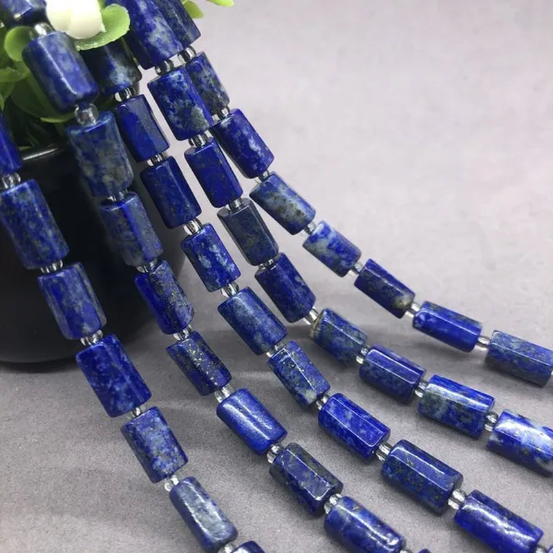 Lapis Lazuli Prism Cube Beads Natural Loose Stone Spacer Diy for Jewelry