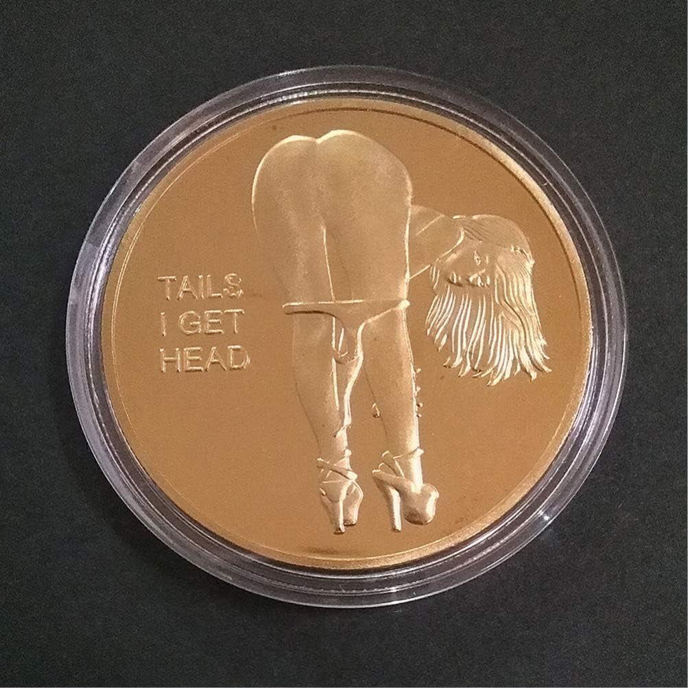 1Pcs Gold Head and Tail Challenge Coin Gilded Commemorative Coin Russian Sexy Nude Girl Coin Adult Decision Coin for Souvenir 4X4X0.3Cm Alloy