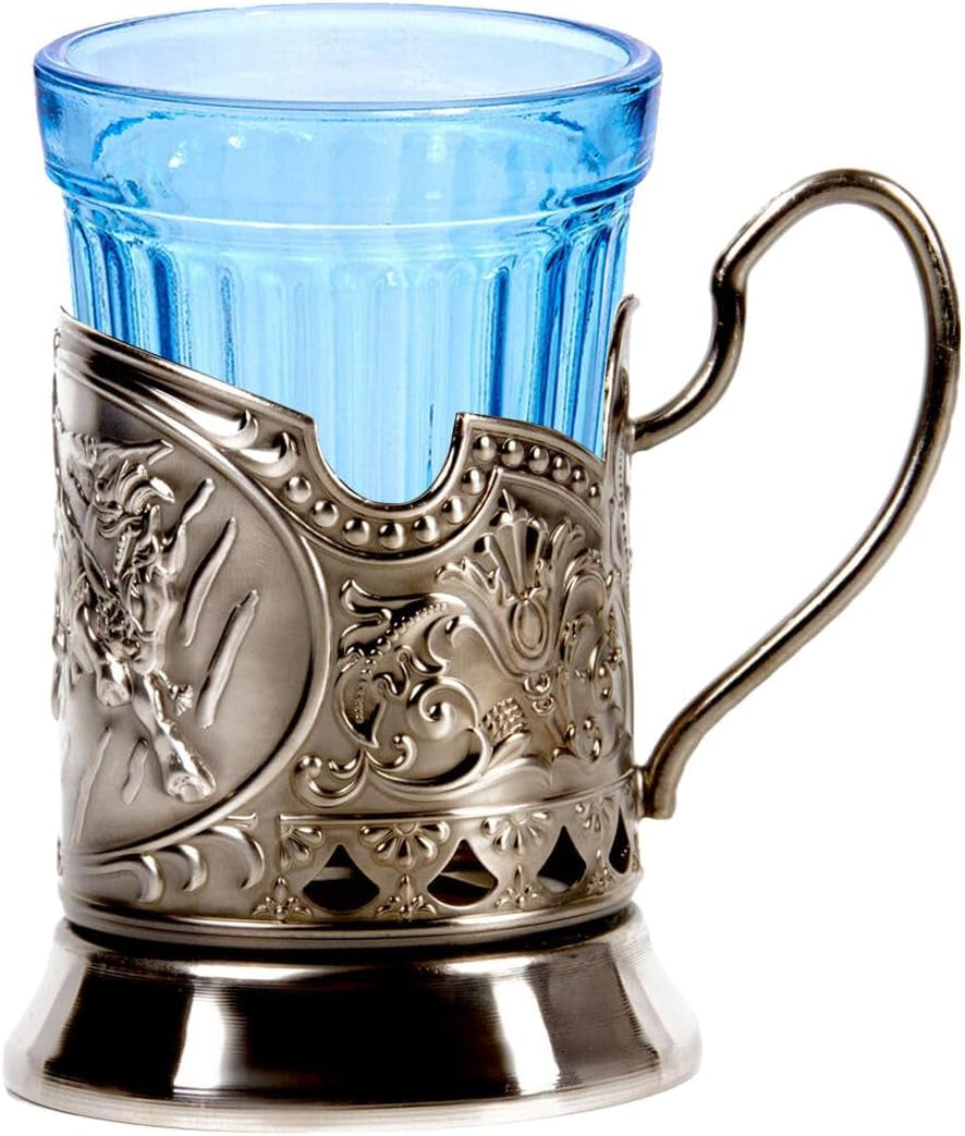 Soviet Drinking Glass Holder Three Bogatyrs Russian Tea Glass Holder/Russian Podstakannik for Hot or Cold Liquids