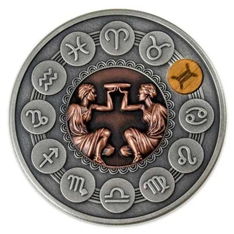 Zodiac 12 Constellation Relief Painting Commemorative Coins Replica Collectible Souvenir Gift
