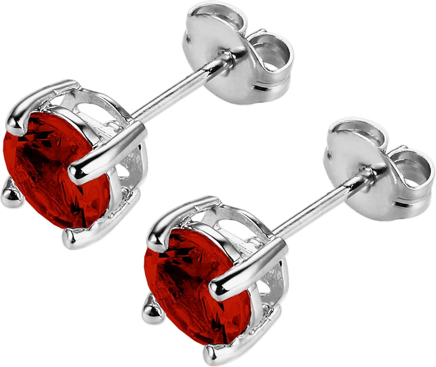 Sterling Silver round Birthstone Stud Earrings (Previously Amazon Collection)