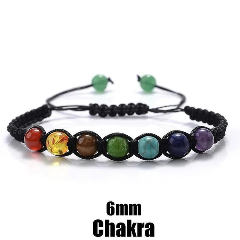 New Fashion Classic 7 Chakra Beads Bracelet Natural Stone Black Rope Braided Yoga Reiki Healing Balance Bracelets Bangles Couple Bead Bracelet Meditation Gift Jewelry