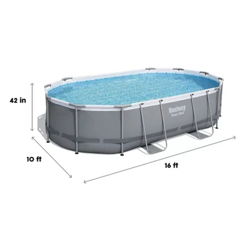 Bestway Power Steel above Ground Pool Set, L 16' X W 10' X H 42"