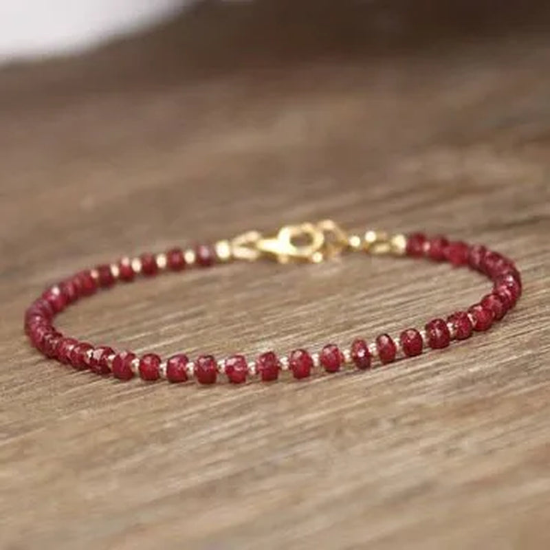 Ruby Bracelet Gold Filled Rose Gold or Sterling Silver Beads Bracelet