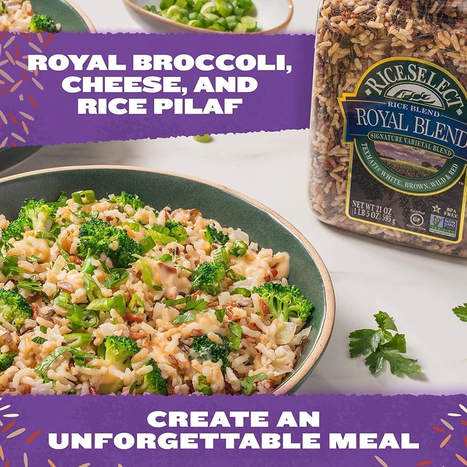 Royal Blend, Blend of Texmati White, Brown, Red, and Wild Rice, Premium Gluten Free Rice, Non-Gmo, 21 Ounce Jar