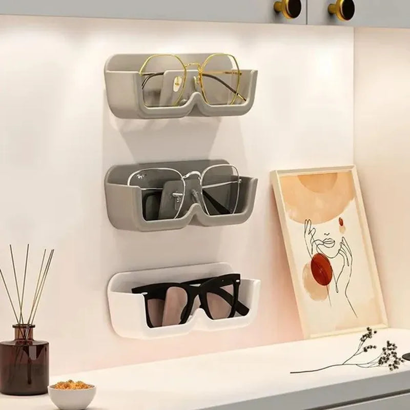 1/2pcs High End Glass Display Cabinet Glasses Storage Box Wall Mounted Perforated Free Sunglasses Storage Rack Sunglass Home Tidying