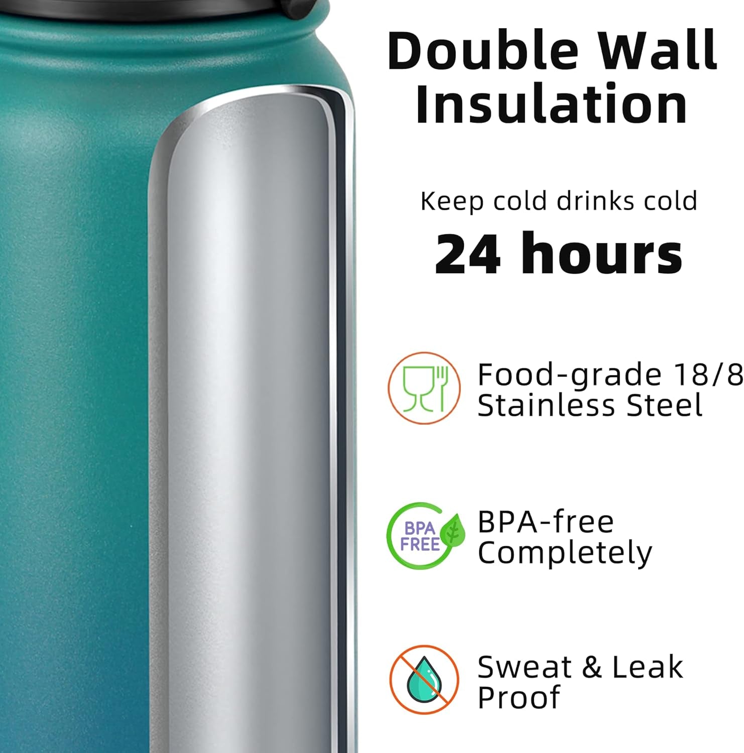 Leak & Sweat Proof with Anti-Dust Lid (Green Blue)