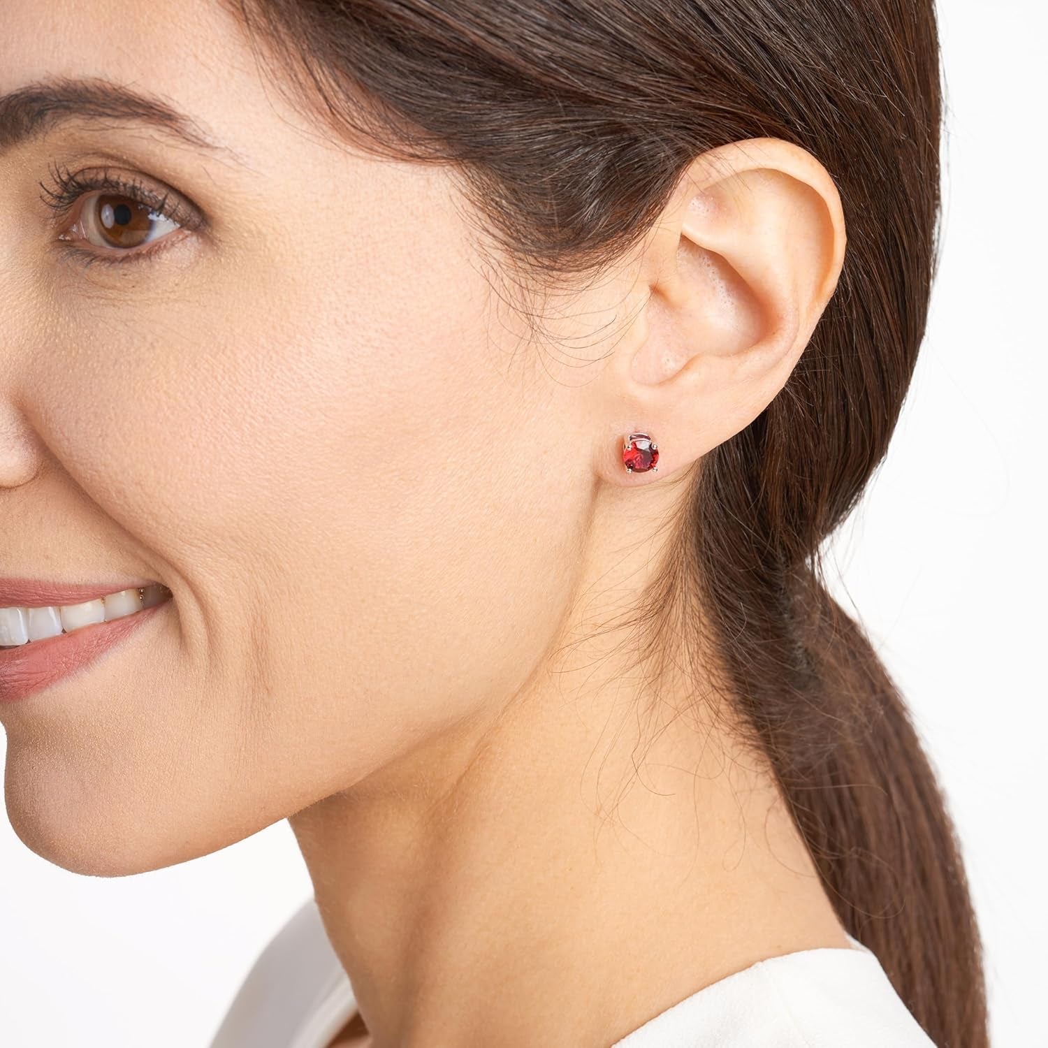 Sterling Silver round Birthstone Stud Earrings (Previously Amazon Collection)