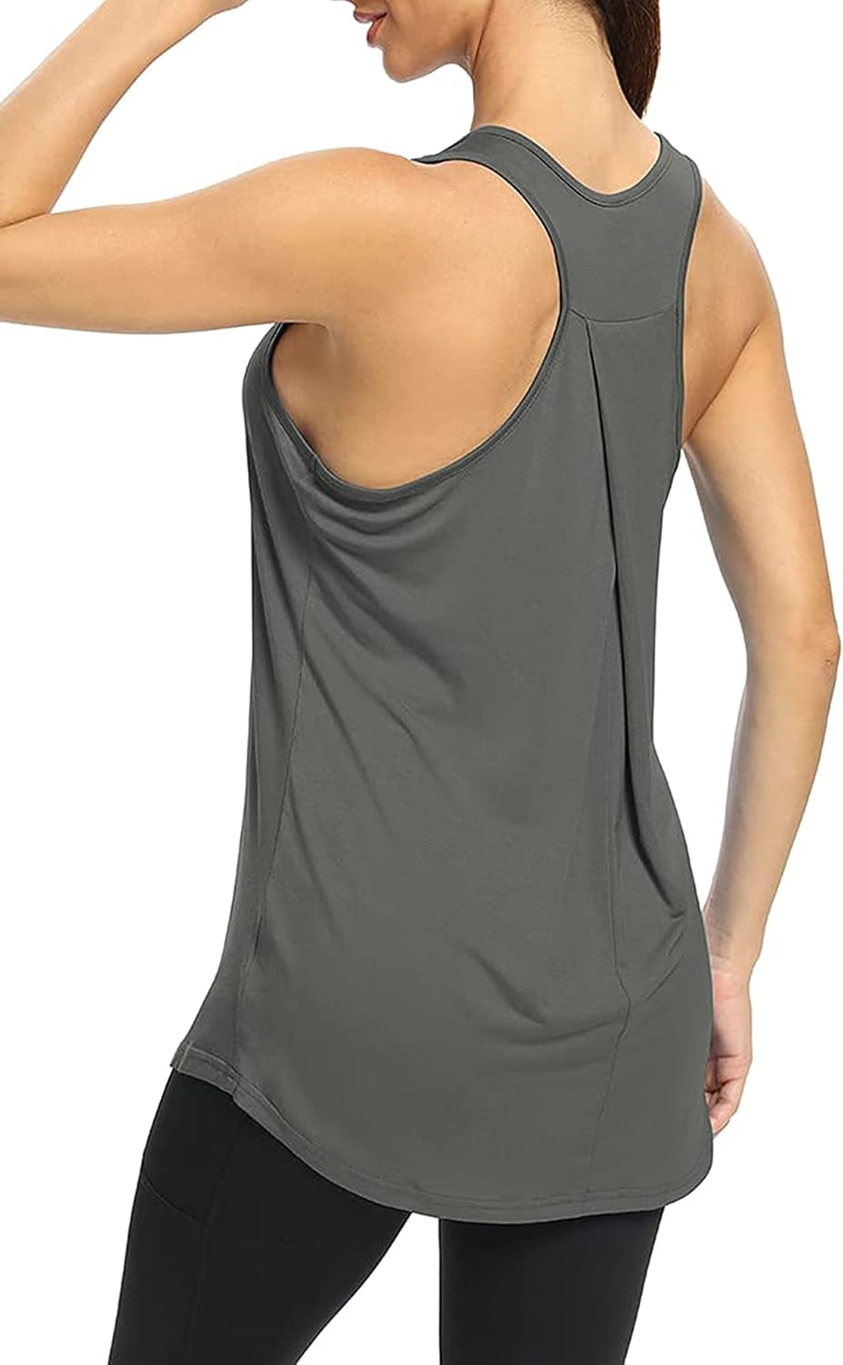 Workout Yoga Athletic Shirts Racerback Long Tank Tops Loose Fit for Women