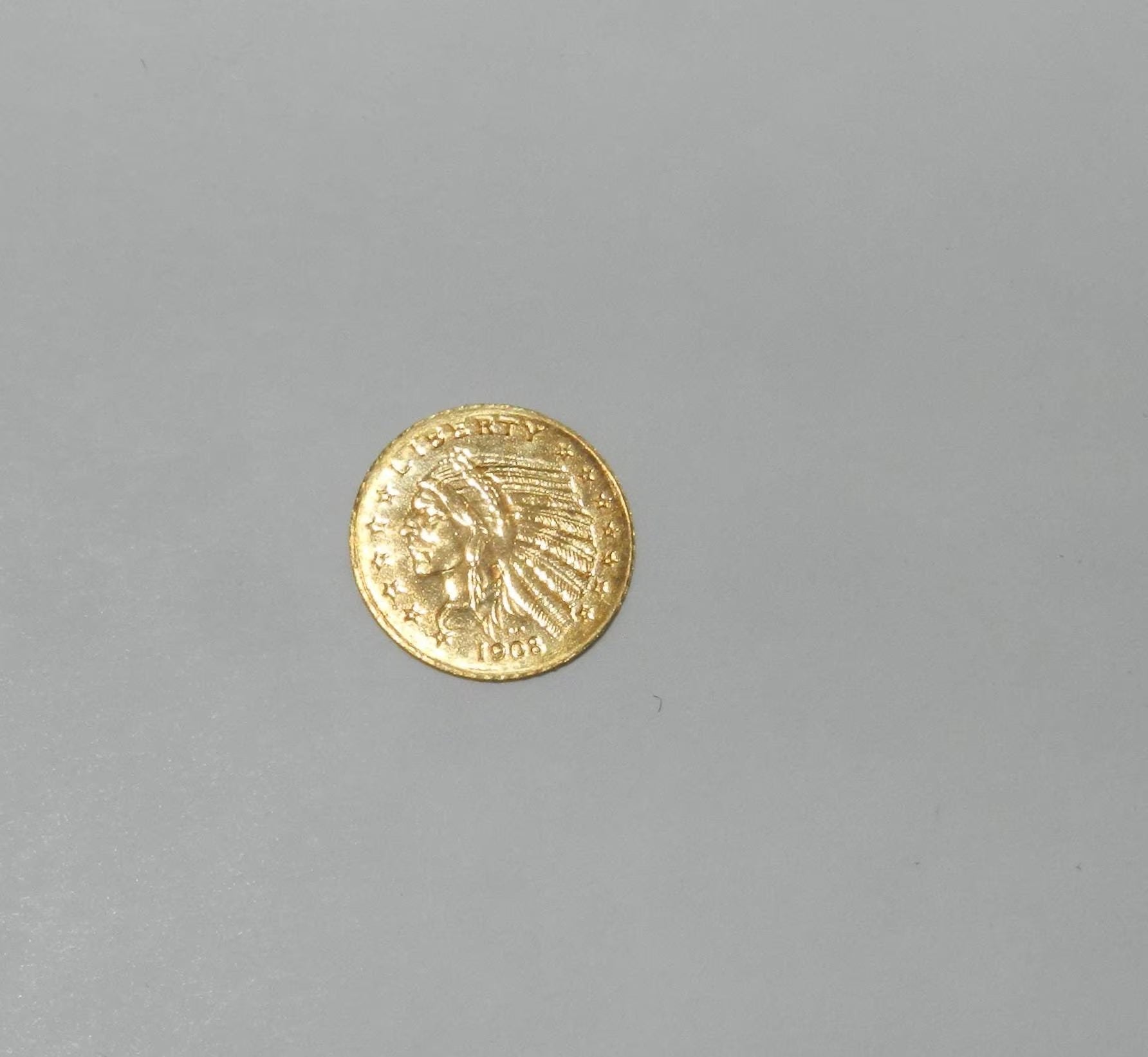 8Kt Gold Miniature Replica U.S. Indian Head 5 Dollar Gold Coin Masters Coins