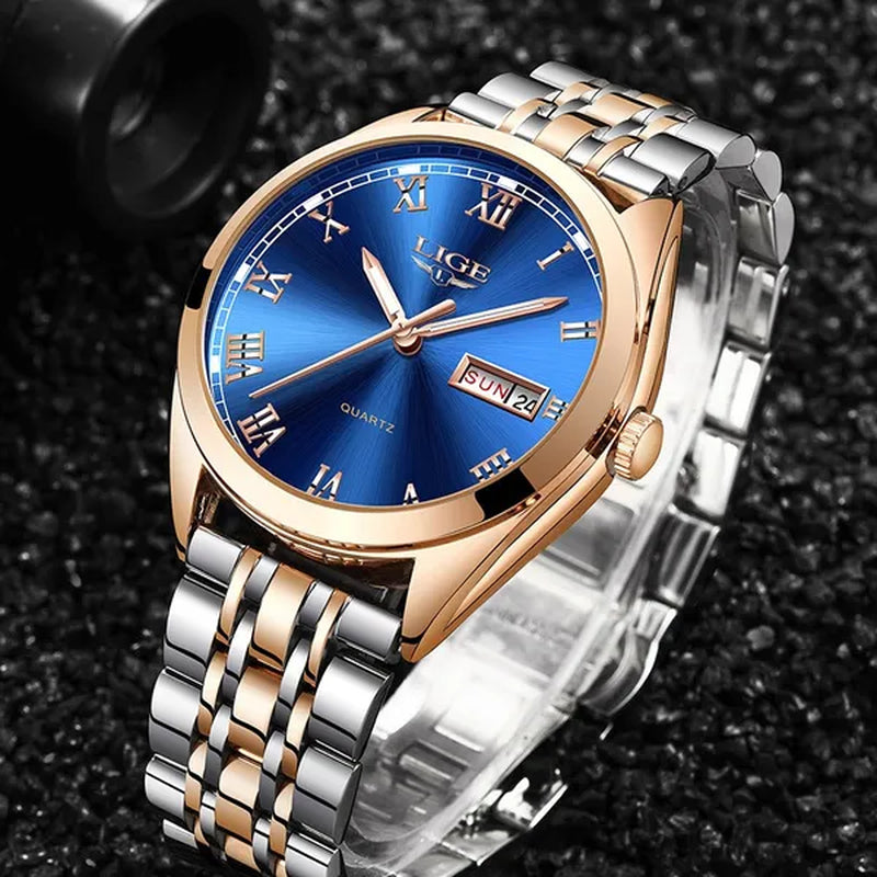 2019 LIGE New Rose Gold Women Watch Business Quartz Watch  Luxury Female Wrist Watch Girl Clock