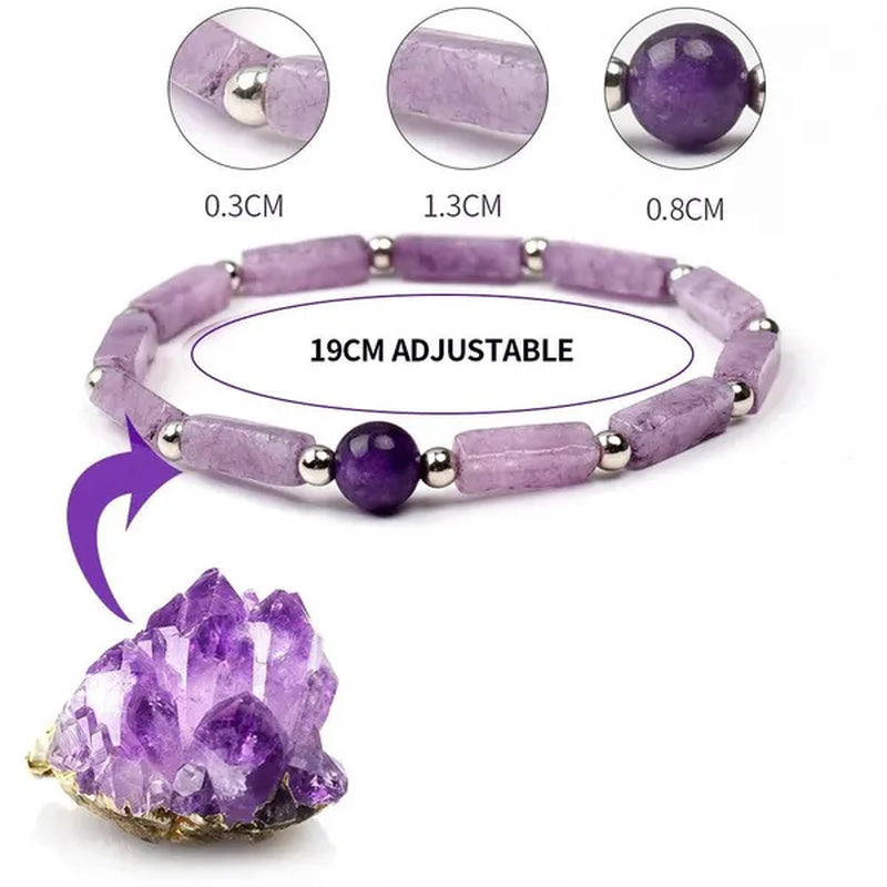 1Pcs Amethyst Bracelet for Women Girls Stone Energy Bracelet Healing Yoga Bracelet Fashion Jewelry Gift