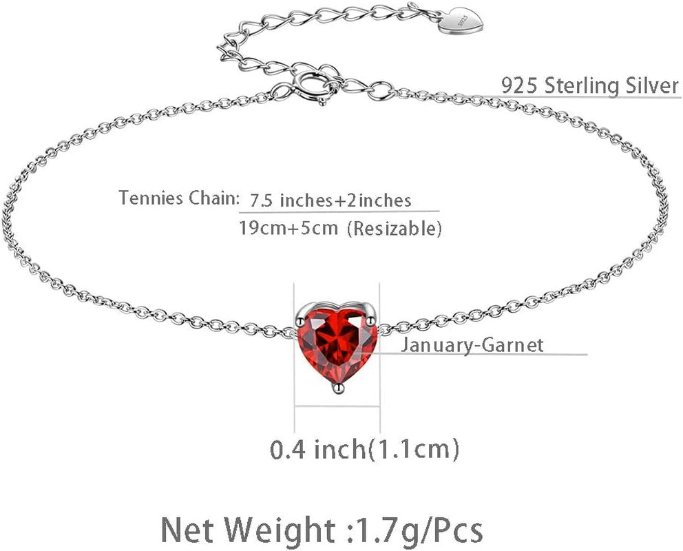 925 Sterling Silver 12 Birthstone Hearts Jewelry Women Crystal Wedding/Engagement/Bridal Heart Necklace/Earring/Ring/Bracelet Sets Jewellery