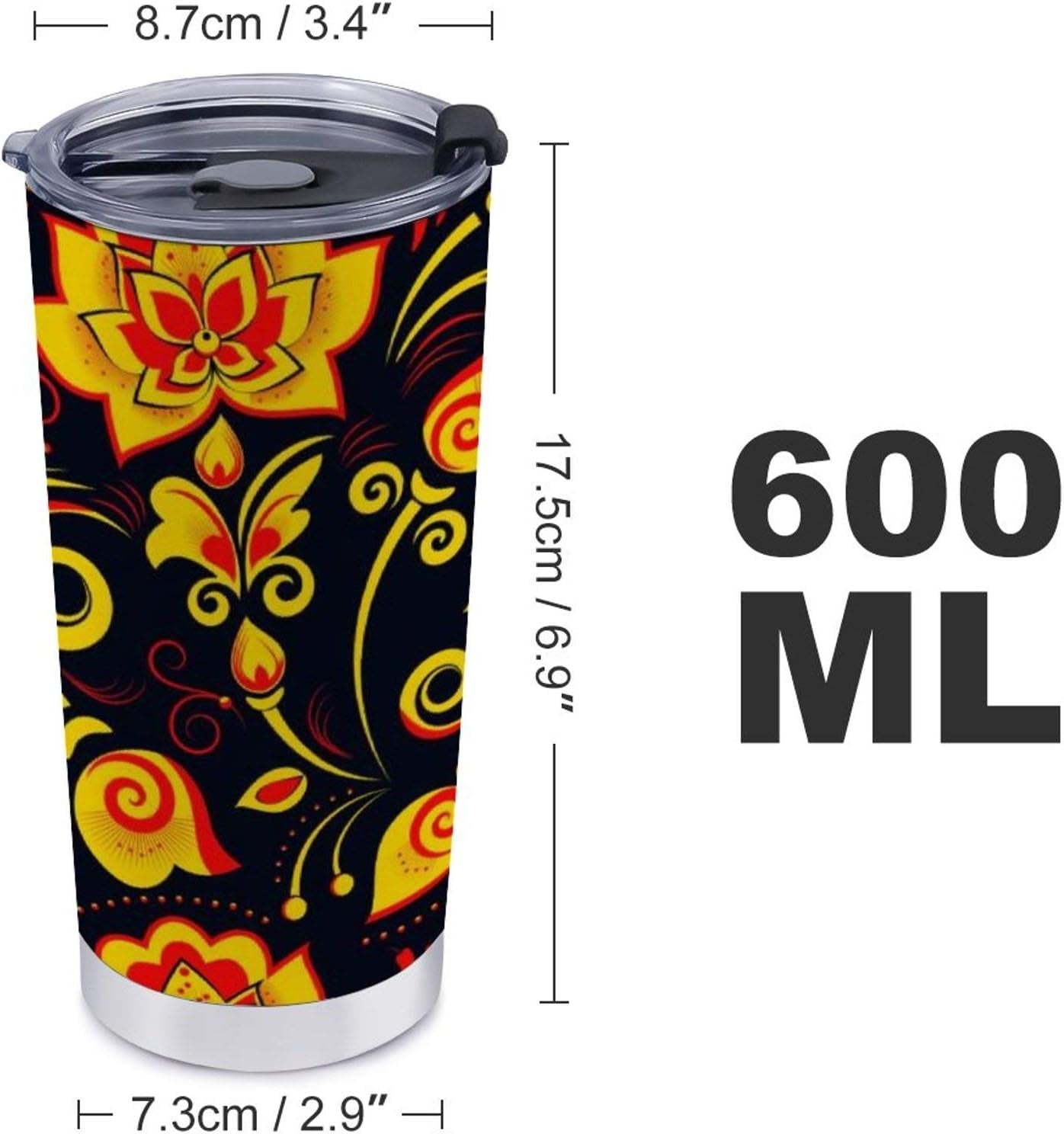 20 Oz Insulated Tumbler with Lid, Retro Russian Christmas Stainless Steel Travel Coffee Mug Double Wall Cup for Men Women