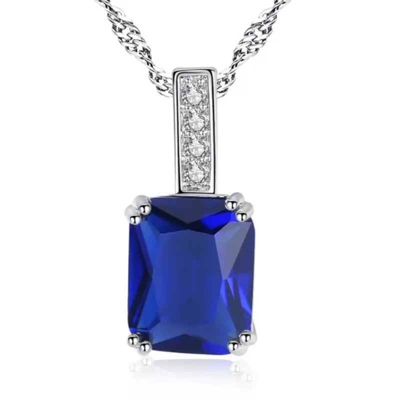 woman fashion Jewellery Simplicity Elegant Sapphire/Amethyst/Pink Necklace  Silver Banquet engagement  Jewellery Necklace