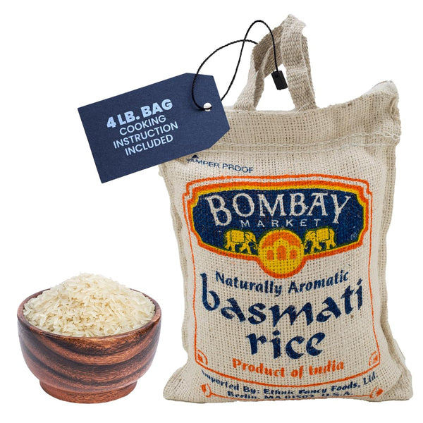 White Basmati Rice - Aromatic & Nutty Flavor Basmati Rice - Long Grain Rice Basmati (4 Pound Bag)