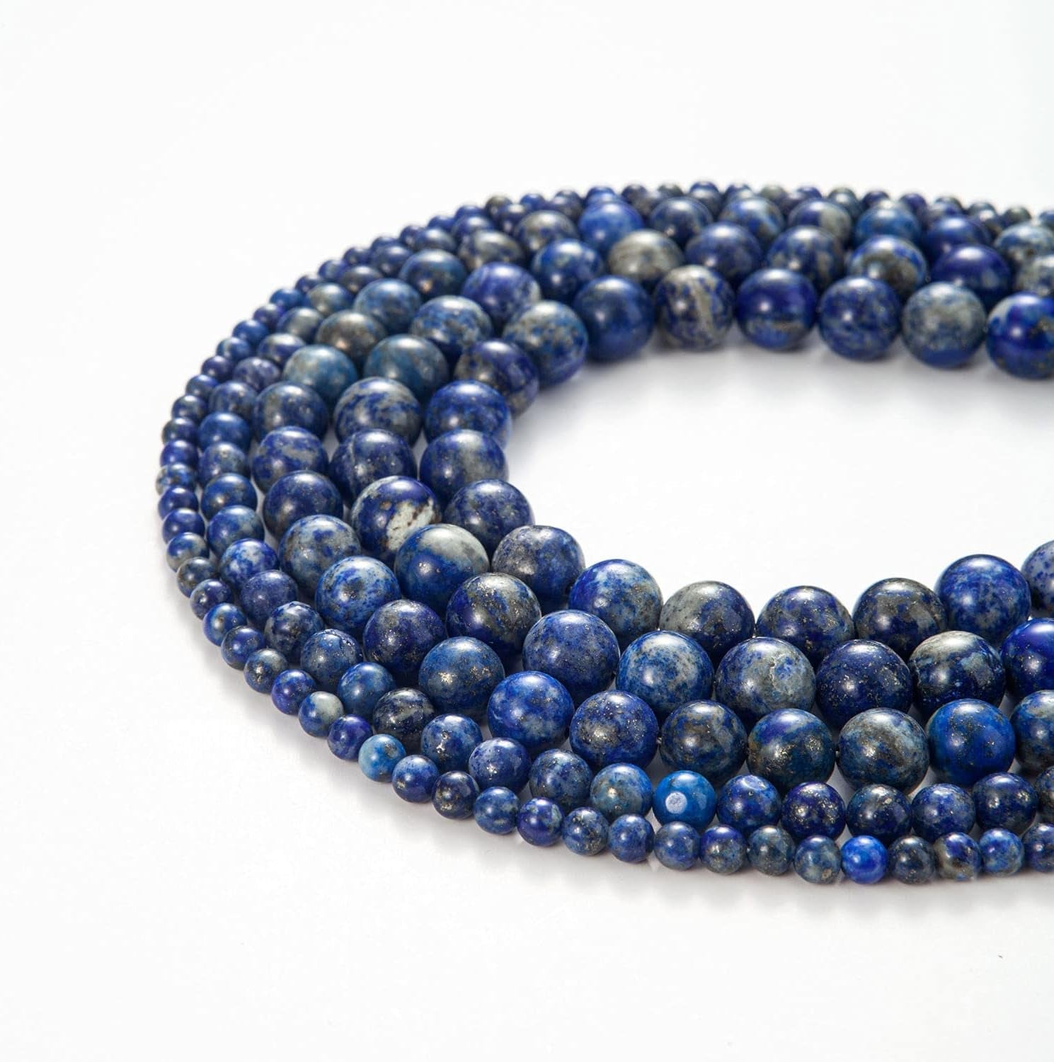 100Pcs Natural Stone Beads 8Mm Lapis Lazuli round Gemstone Loose Beads with Elastic Bracelet String for Bracelets Necklace Jewelry Making