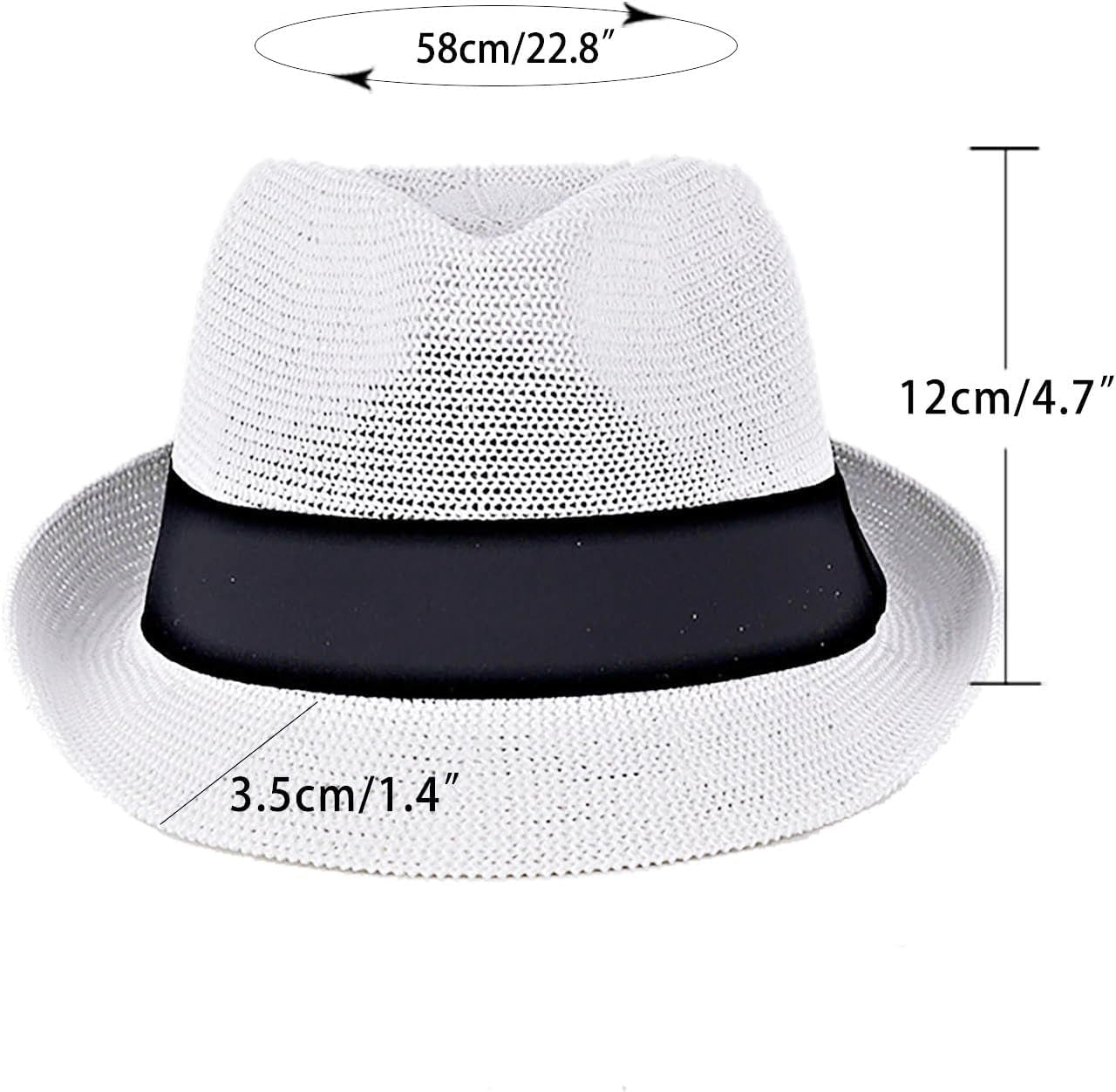 Summer Panama Straw Fedora Hats for Men Women Trilby Hat Foldable Roll up Short Brim Panama Beach Hat