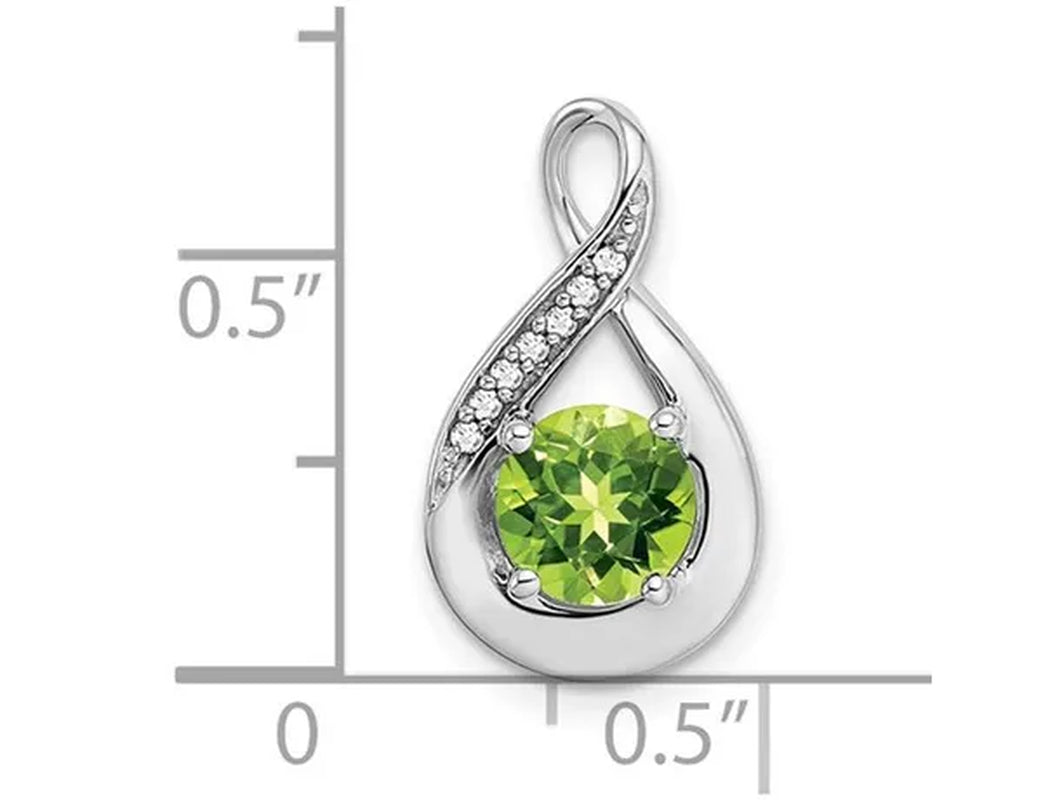 4/5 Carat (Ctw) Natural Green Peridot Drop Pendant Necklace in 14K White Gold with Chain