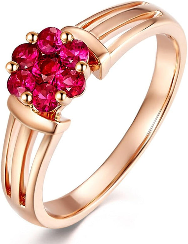 Amazing Genuine Natural Ruby Gemstone Wedding Engagement Band Ring Rose Gold 14K for Women