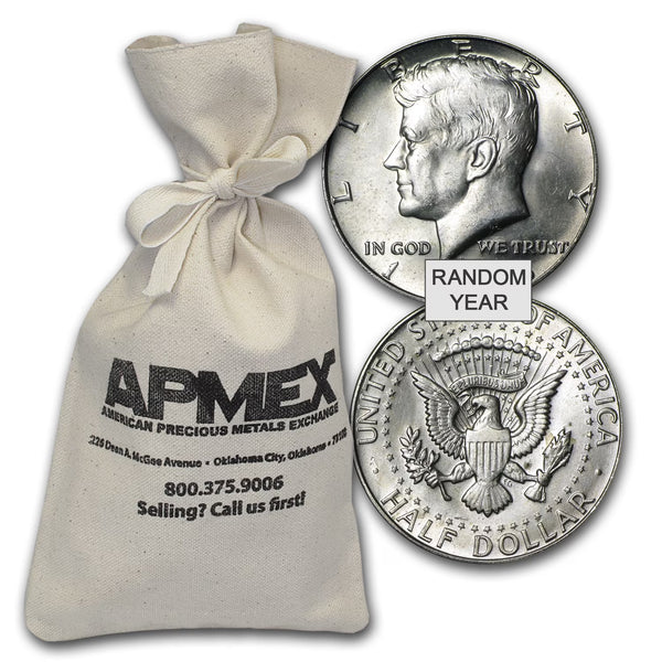 40% Silver Half Dollar Coins Bag, $100 Face Value, Avg Circ