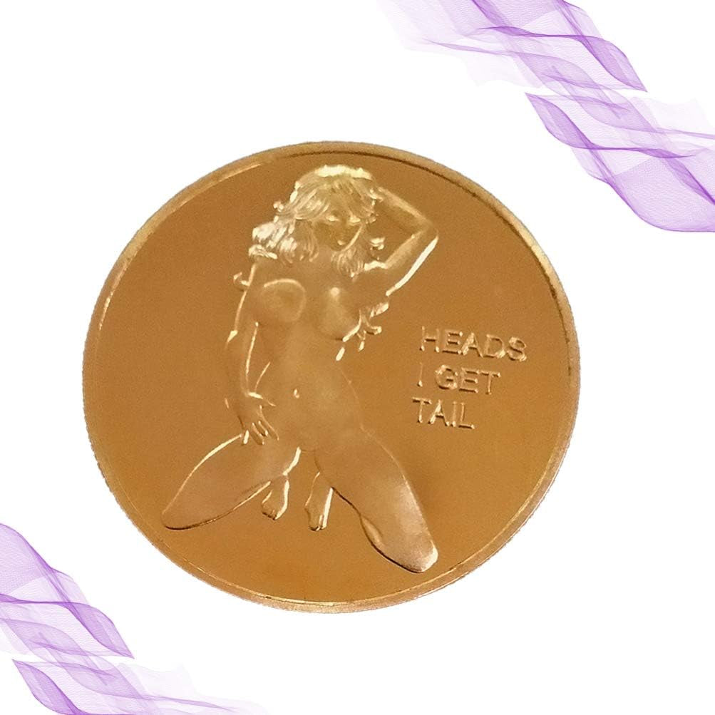 1Pcs Gold Head and Tail Challenge Coin Gilded Commemorative Coin Russian Sexy Nude Girl Coin Adult Decision Coin for Souvenir 4X4X0.3Cm Alloy