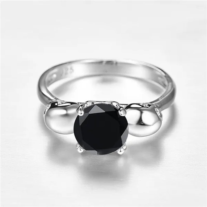 Women Men Rainbow Topaz & Black Spinel Gemstone 925 Sterling Silver Wedding Engagement Band Cocktail Skull Ring Size 6 7 8 9