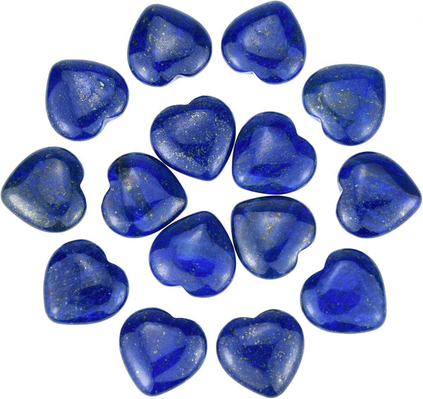 15 Packs 0.8 Inch Healing Crystal Natural Lapis Lazuli Heart Love Carved Palm Worry Stone Chakra Reiki Balancing