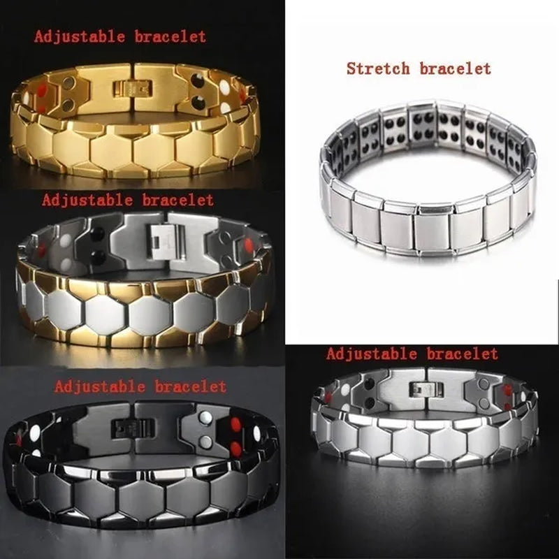 Hot sale! 2020 New Black Mens Energy Bracelet 4000 Gauss Titanium Magnetic Health 4 In 1 Bracelet Bio Therapy Fashion Stainless Steel Bracelet Pulsera De Energía