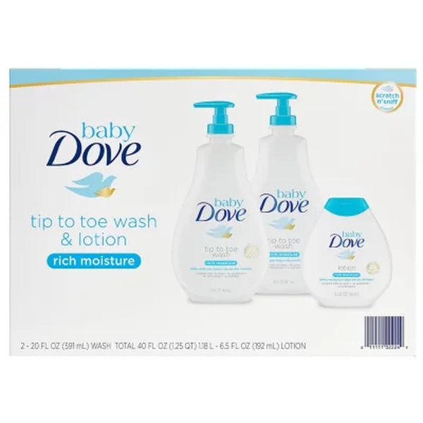 Baby Dove Wash and Lotion (2 - 20 Fl. Oz. & 1 - 6.5 Fl. Oz.)