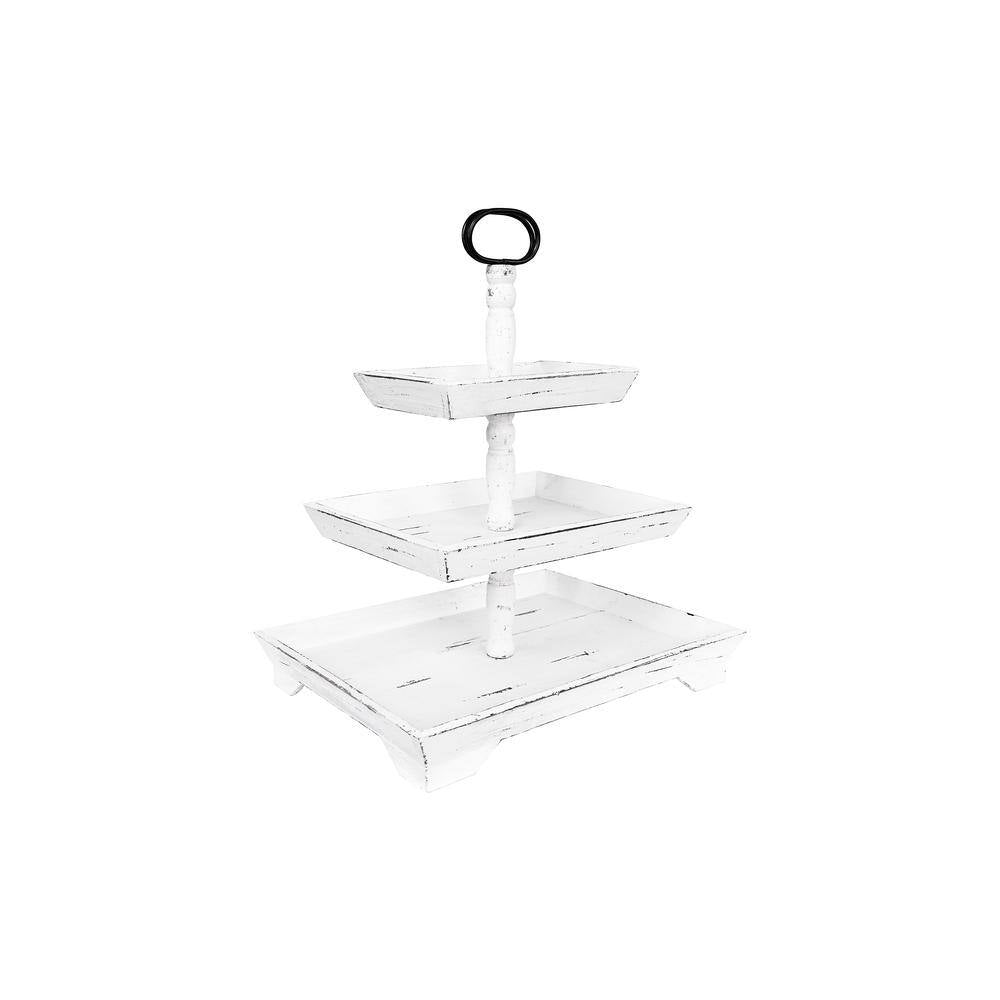 White Decorative 3-Tier Tray