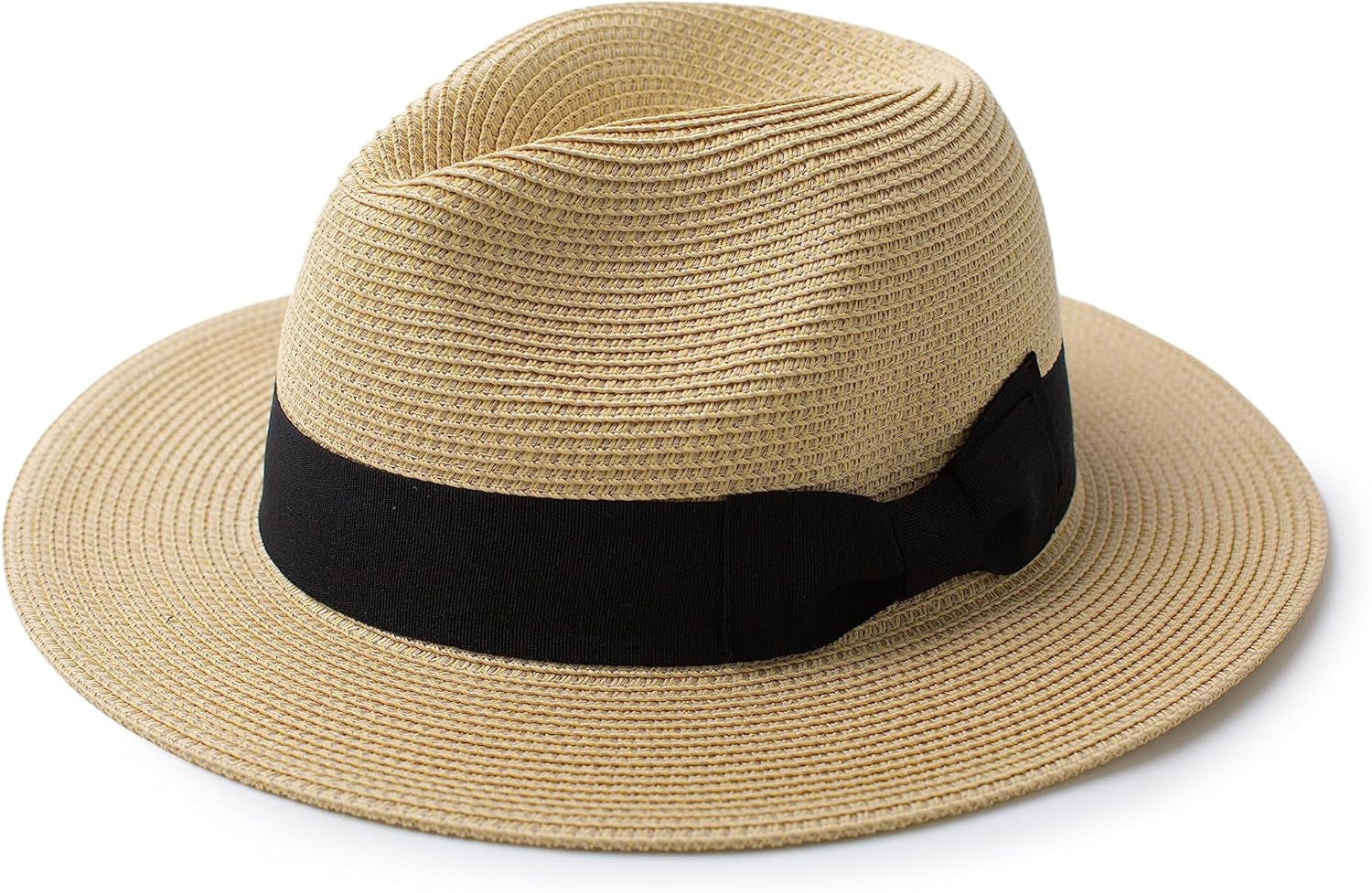 Men'S Kyle Sun Straw Fedora Hat, UPF 50+ Packable Beach Panama Hat for Men