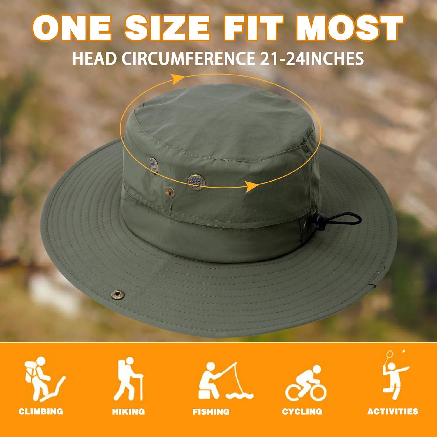 Sun Hat for Men Women UPF 50+ Fishing Hat Wide Brim Bucket Hat with UV Protection Summer Hat for Hiking, Beach, Safari