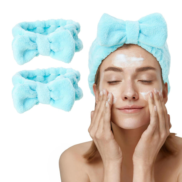 Women'S 2 Pack Microfiber Towel Headband - Spa Headband for Washing Face, Skin Care, Makeup, and Messy Hair Wrap - Preppy Stuff Shower Hair Accessories