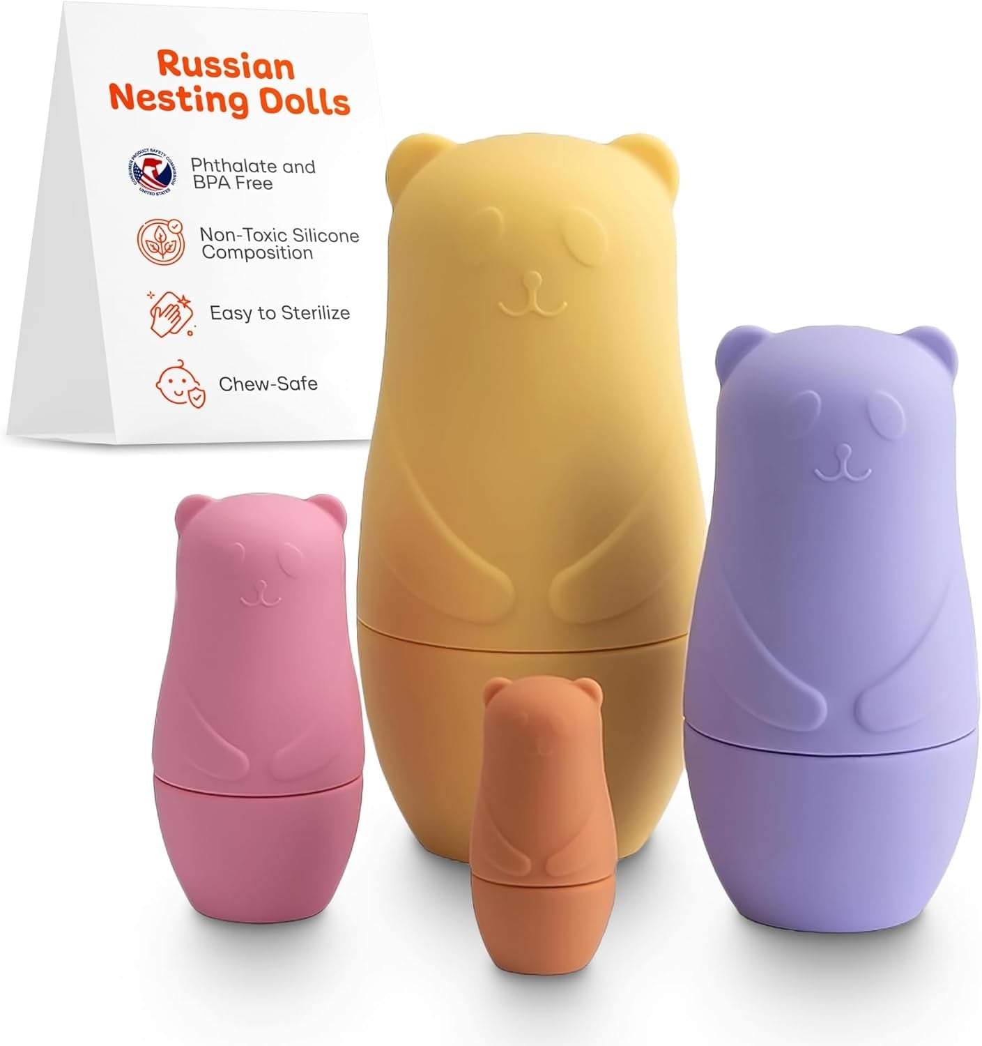 Set of 4 (Yellow) Russian Nesting Dolls for Kids, Russian Stacking Dolls, Russian Dolls Nesting Dolls, Nesting Toys - Matryoshka Nesting Dolls - Matryoshka Dolls