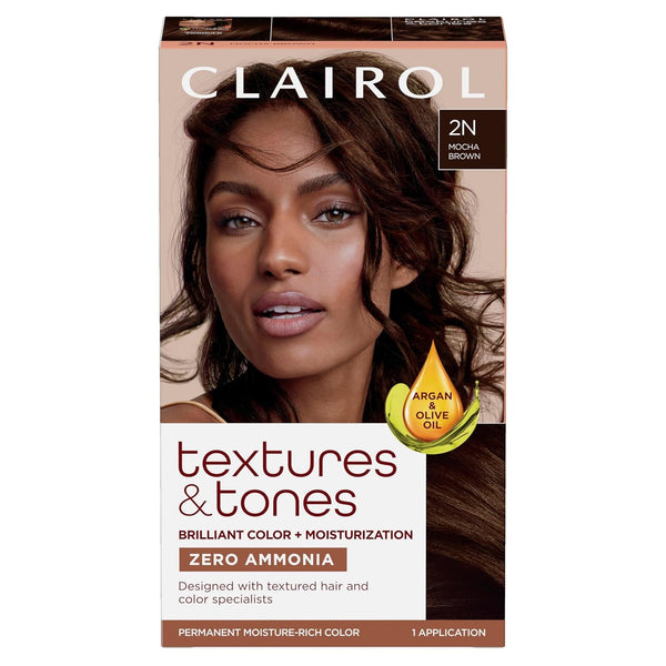 Textures & Tones Permanent Hair Dye, 2N Mocha Brown Hair Color, Pack of 1
