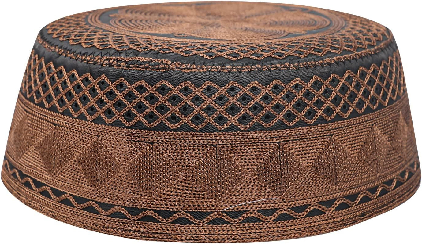 Muslim Prayer Kufi Hat for Men Boys Islamic Beanie Skull Cap Prayer Headwear Embroidery Kofia Topi Sun Hat Ramadan Eid Gift