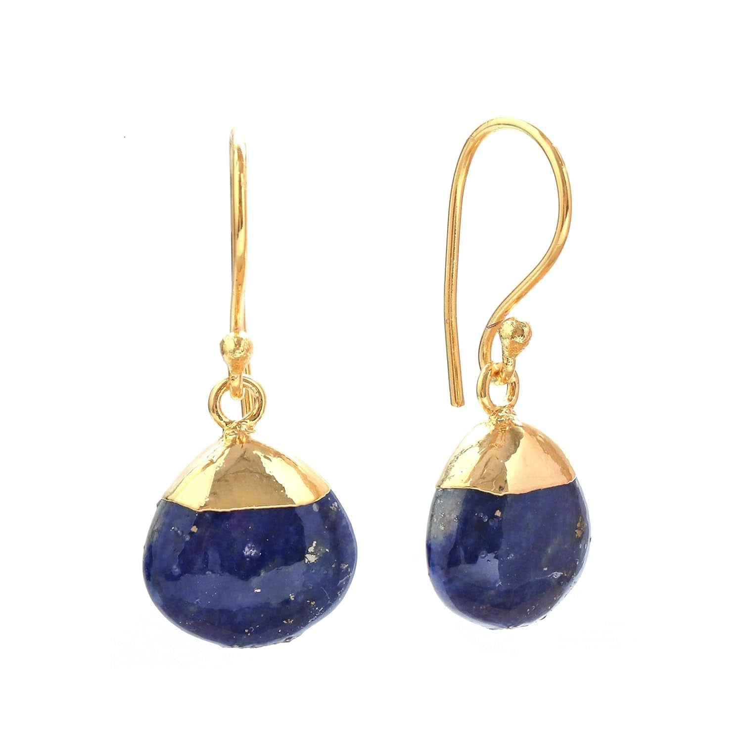 Gempires Lapis Lazuli Teardrop Dangle Earrings for Women, 14K Gold Electroplated Pear Crystal Earrings with Gold Plated Hooks, Dangling Drop Earring, Party Wear