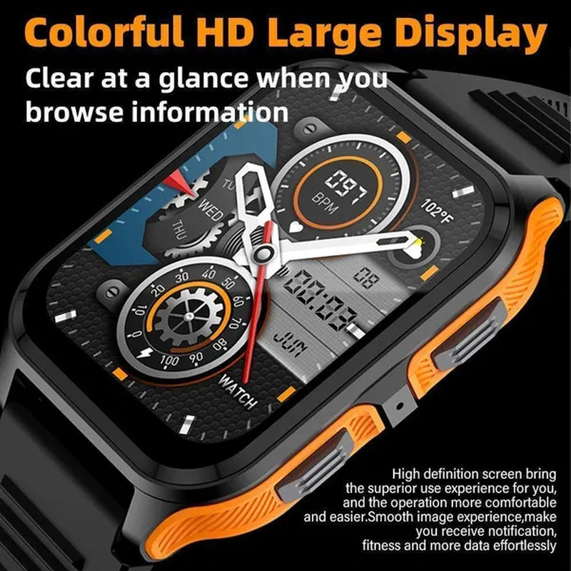 2024 NEW Military Smart Watch for Men Bluetooth Call, Rugged Tactical Smartwatch for Android Phones and iPhone, 3ATM Waterproof Outdoor Sports Fitness Tracker with Heart Rate, Voice Assistant.