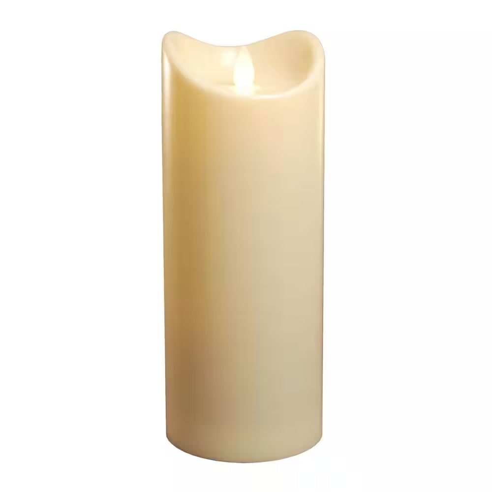 Battery Operated 9 In. Cream Pillar Candle with Moving Flame