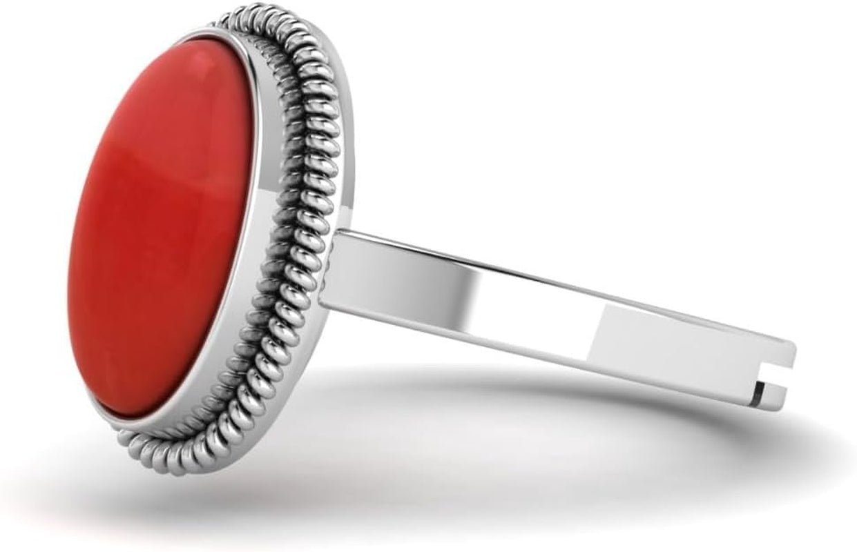 8.25 Carat Certified Red Coral Stone Engagement Ring for Women'S
