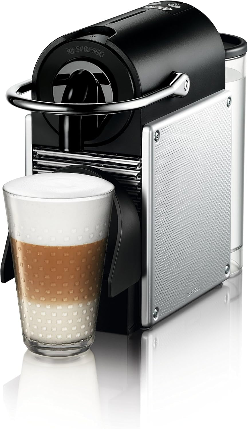 Pixie Coffee and Espresso Machine by  with Milk Frother, Aluminum, 34 Ounces