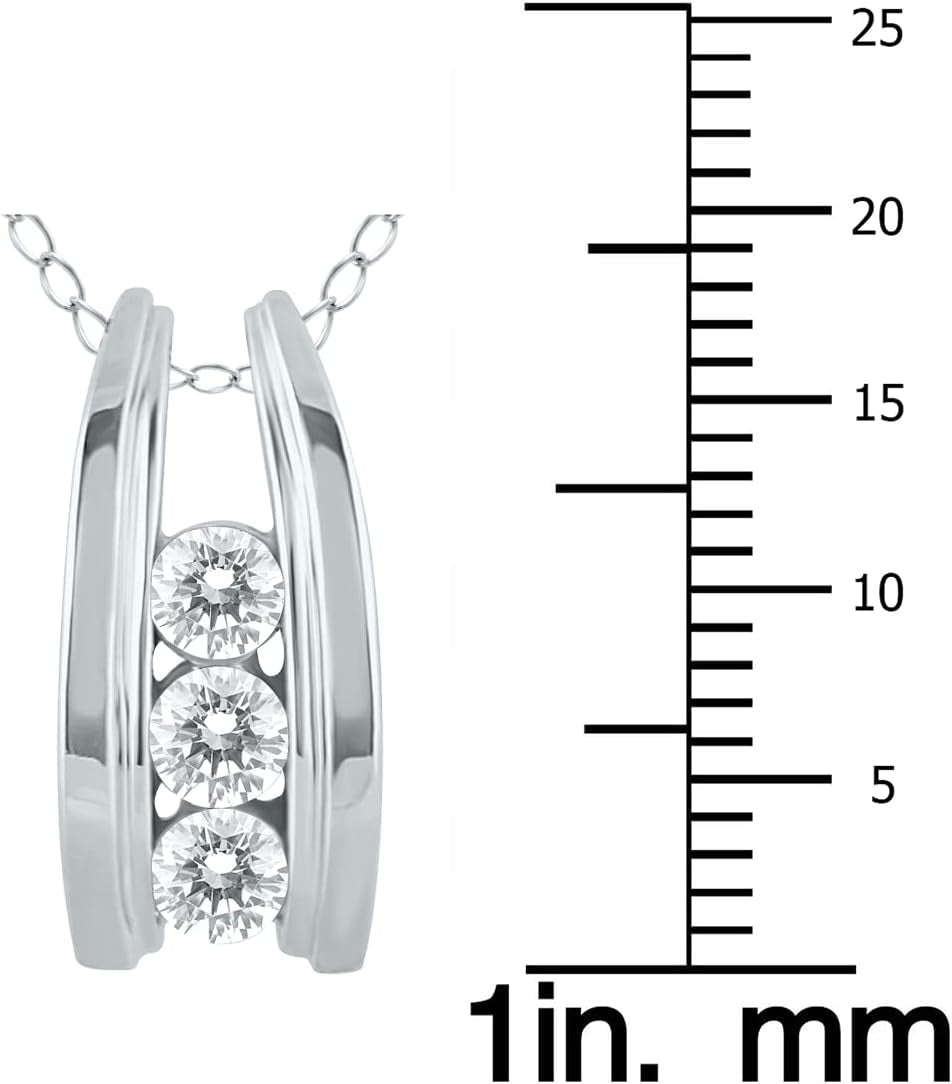 1/2 Carat TW Three Stone Diamond Ladder Pendant Available in 10K White and Yellow Gold (K-L Color, I2-I3 Clarity)