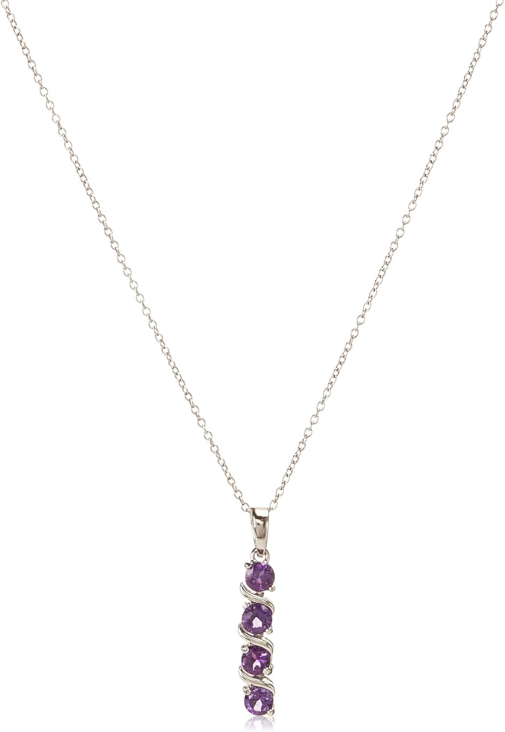 Womens Sterling Silver Created Gemstones Four Stone Pendant Necklace (Previously Amazon Collection)