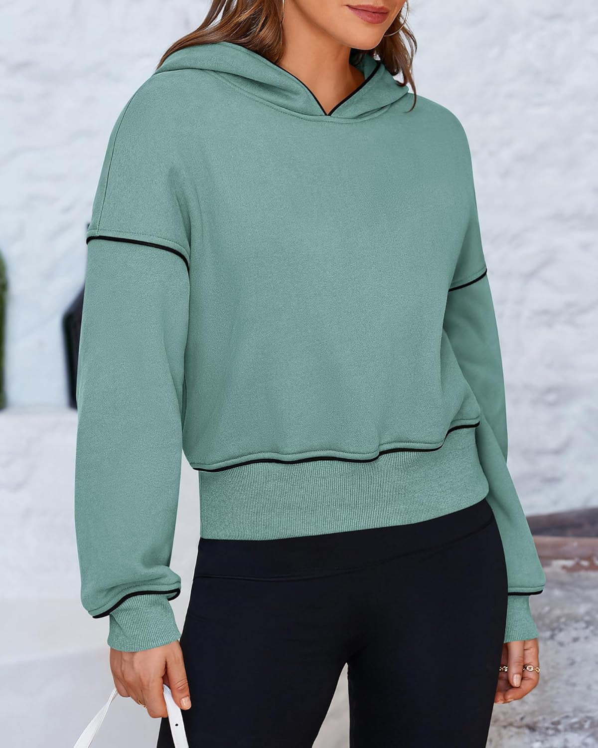 Women'S Casual Sweatshirt 2024 Fall Winter Clothes Long Sleeve Loose Fit Cropped Y2K Pullover Hoodies