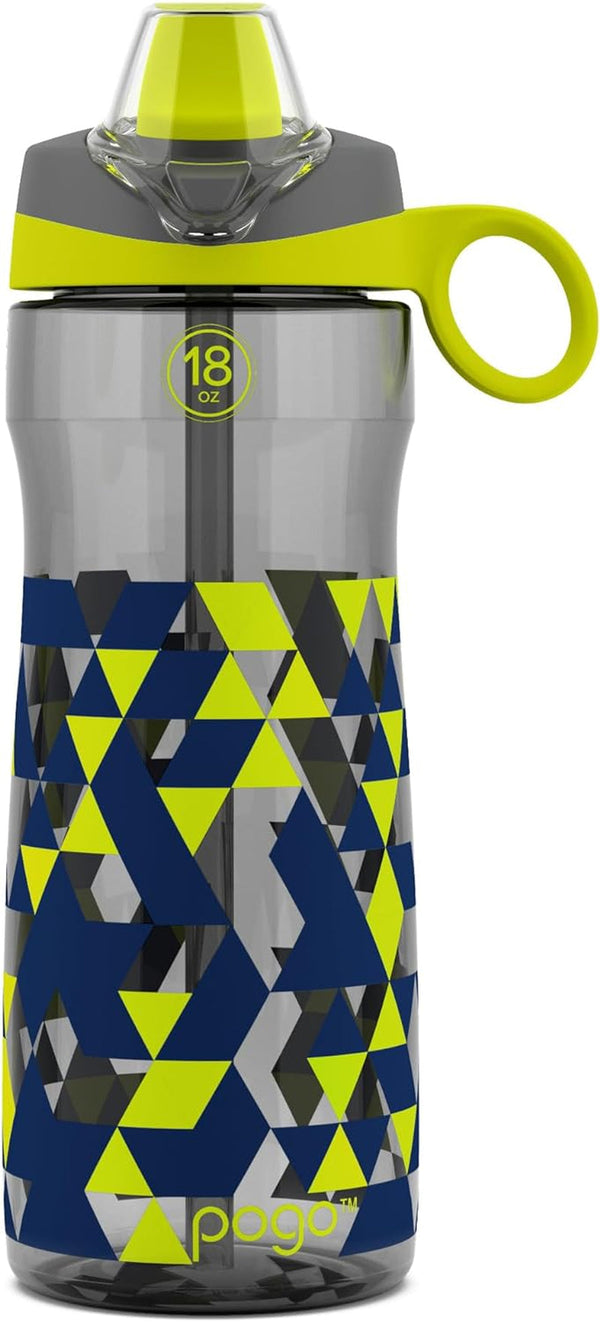 18Oz Kids Plastic Water Bottle with Straw Lid and Carry Handle, Reusable, BPA Free, Dishwasher Safe, Perfect for Travel, School, Outdoors, and Gym