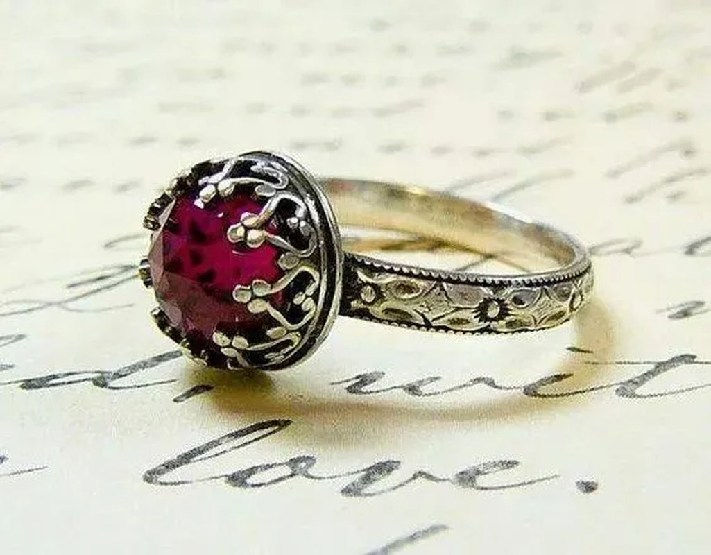 Luxury Fashion 925 Sterling Silver Brilliant Natural Red Ruby Gemstone Diamond Ring Wedding Band Engagement Party Christmas Gift Ring Size 5-11 Anillos
