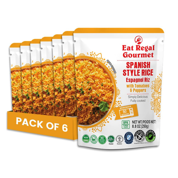 Spanish Rice Pack of 6, 8.8 Ounce, Ready to Eat in 90 Sec | 100% Natural Ingredients | Precooked Rice | Ready Rice | Family Meals Ready to Eat | Microwavable | Side Dish