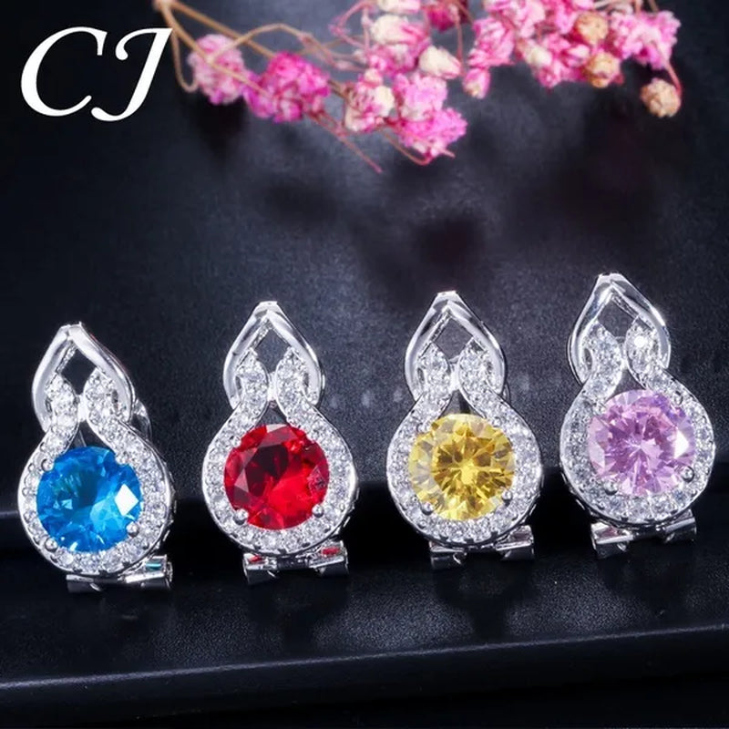 CANDICE Romantic Sterling Silver Jewelry Purple Crystal Pendants Necklace Earrings Ring Set for Women Girls